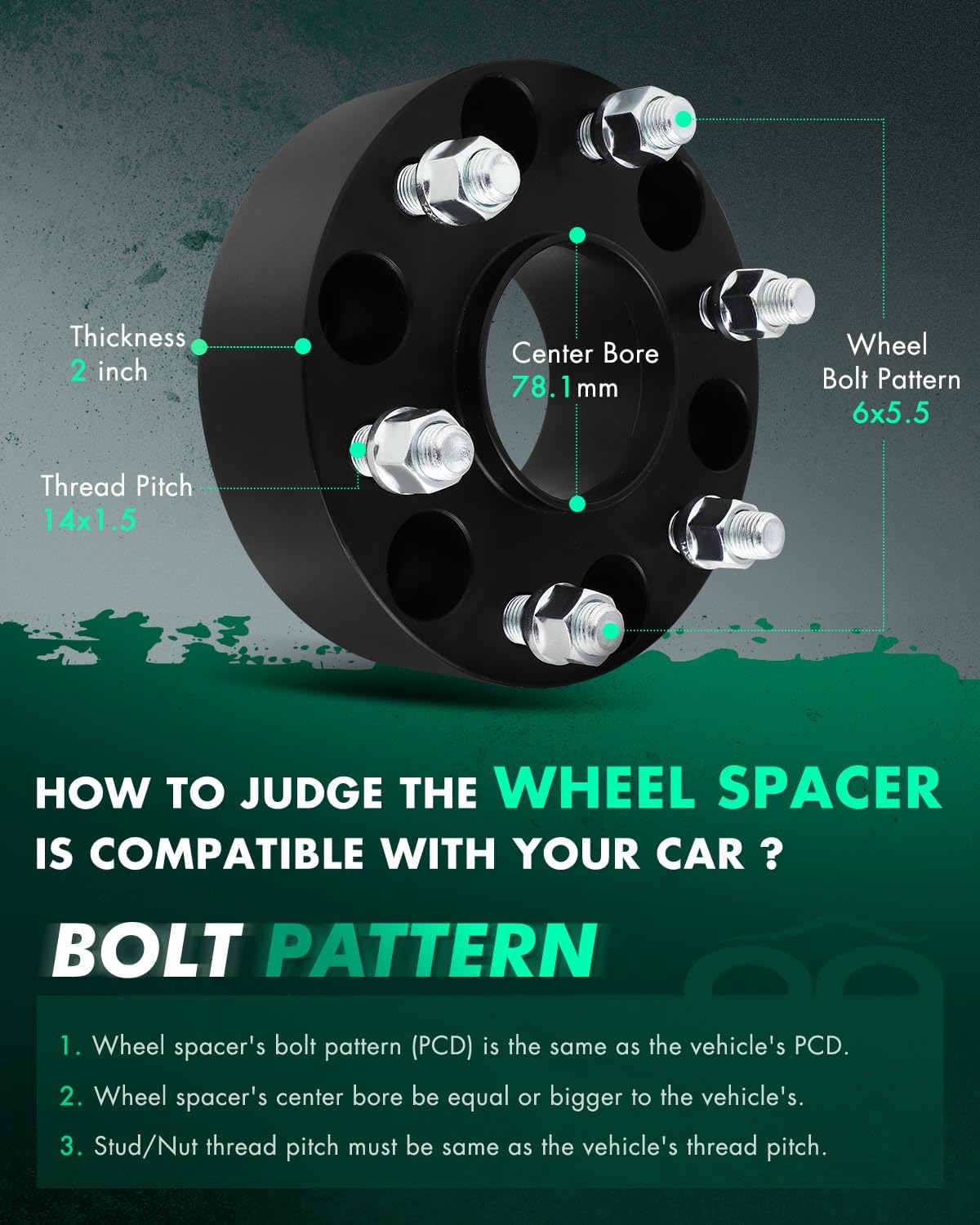 SCITOO 2Pcs Wheel Spacers 1.5 inch 6x135 Bore 87.1mm Studs 14x2 6 Lug Wheel Spacers Fit for Ford Expedition for Ford for F-150 for Lincoln Navigator for Lincoln Mark LT