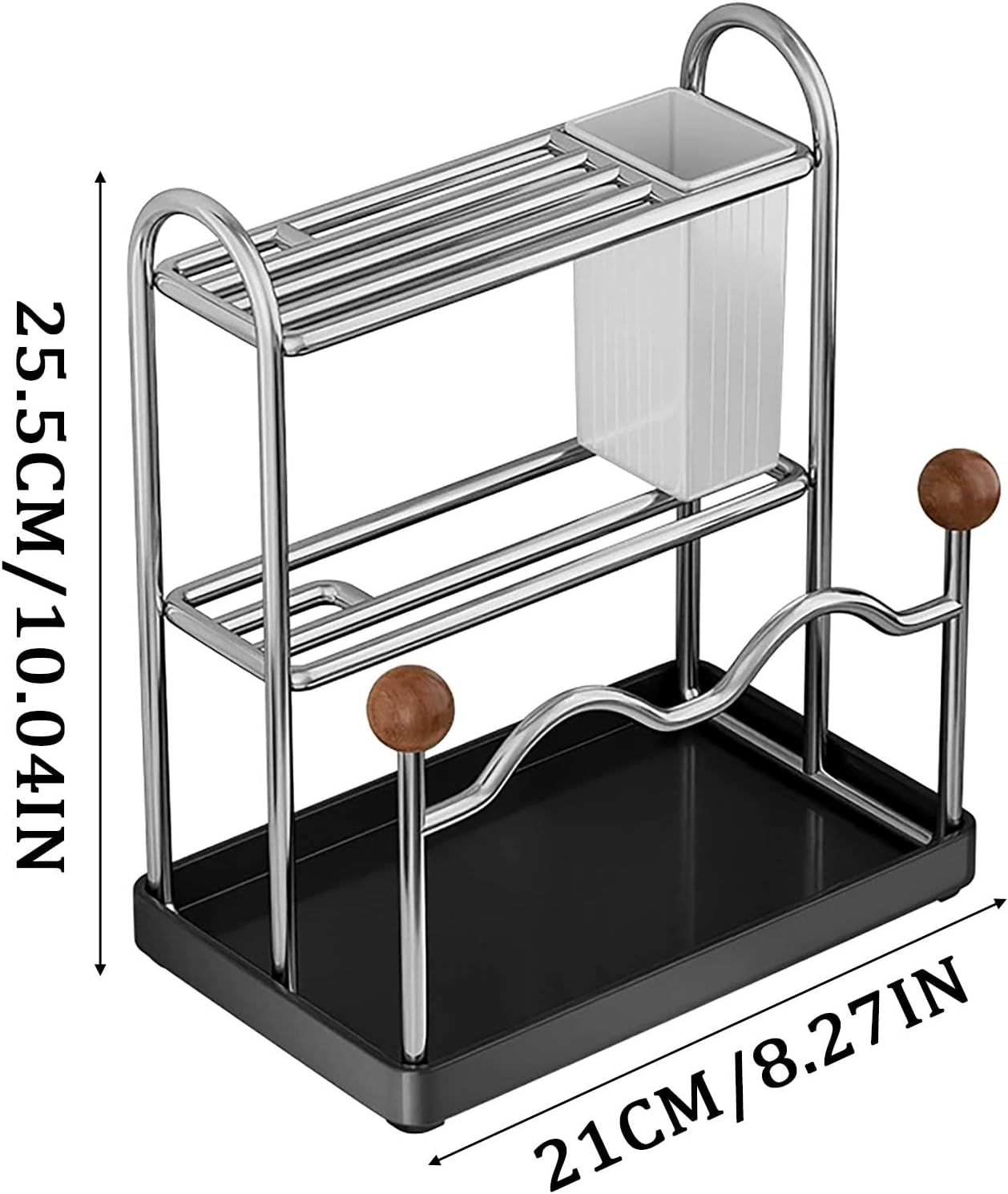 Stainless Steel Cutting Board and Knife Rack, Kitchen Countertop Organizer with Lid Holder and Utensil Caddy, 10.04 x 8.27 Inch