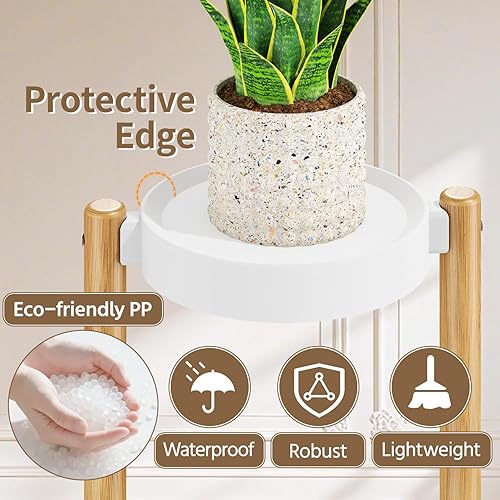 Miniatura 3 de LASZOLA Soporte para Plantas de Bambú Blanco de 5 Niveles de Uso Pesado para Interiores, Estante Vertical Alto de Múltiples Niveles para Macetero en