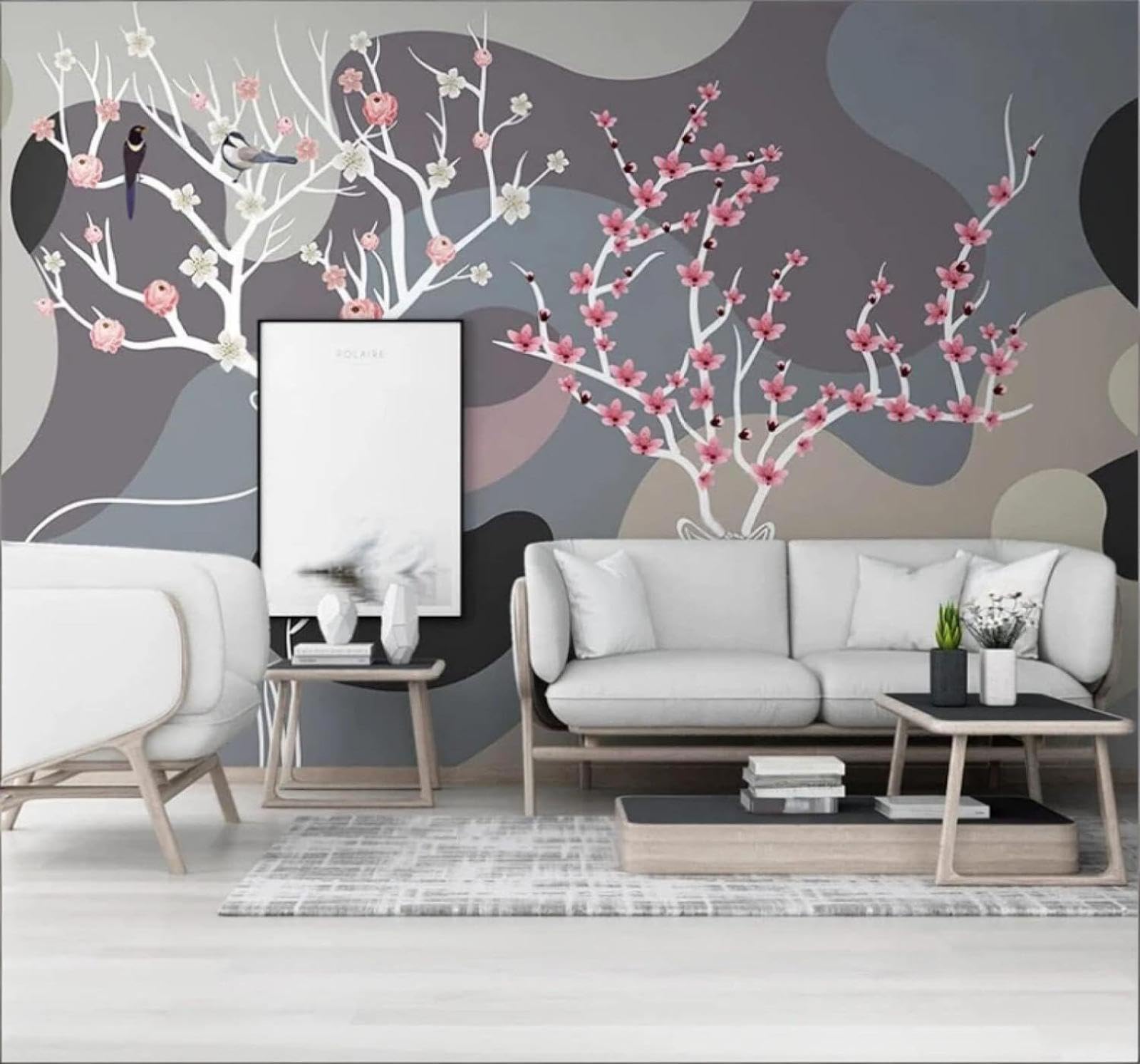 XLMING Abstract Creative Geometric Reindeer Flowers and Birds 3D Wallpaper Luxury Home Dining Decor Paste Sofa Living Room The Wall for Bedroom Mural-400cm×280cm
