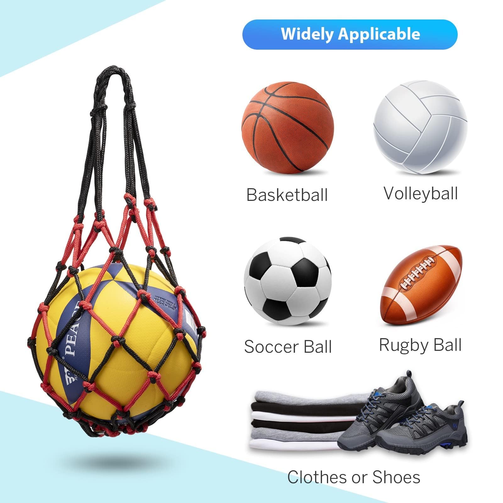 DoGeek Net Bolsas Balones Negro para Baloncesto Voleibol Fútbol