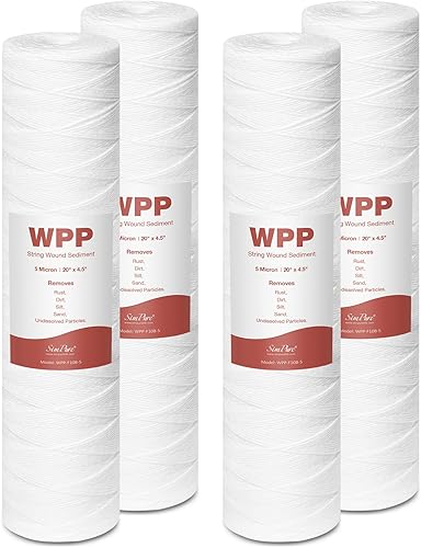 Miniatura 9 de SimPure - Cartucho de filtro de agua para sedimentos y heridas de 5 micras, 20 x 4.5 pulgadas, repuesto para agua de pozo de sedimentos para toda la