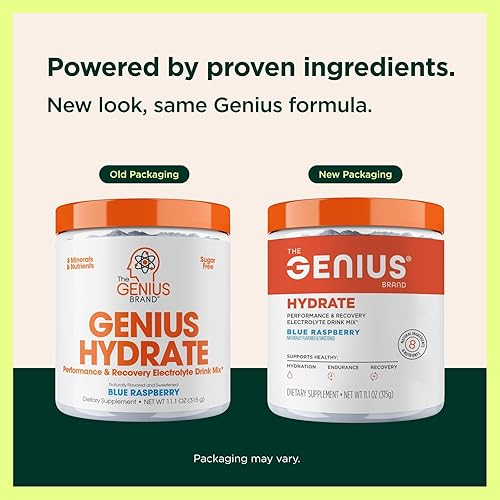 Miniatura 3 de The Genius Brand Genius Hydrate - Suplemento de electrolitos para hidratación diaria, agua de coco, sin azúcar, 8 minerales y nutrientes esenciales,