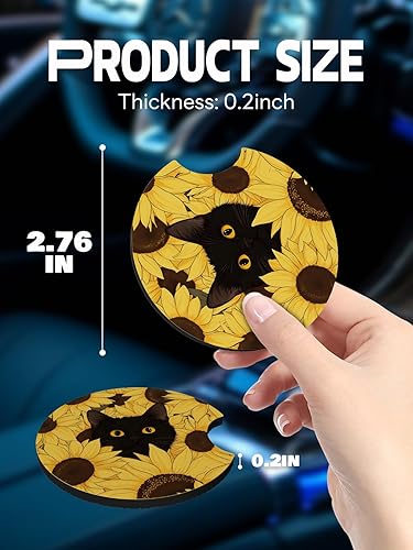 Vista 11 de WOCOCN Posavasos para automóvil, 2.75 pulgadas, antideslizantes y absorbentes, bonitos accesorios de decoración para portavasos de automóvil, Vaca