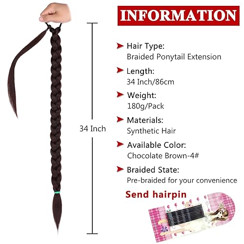 Miniatura 2 de Xtrend Extensión de cabello sintético suave y trenzado de 26 pulgadas, con cola de caballo trenzada y natural, para mujeres (24613#)