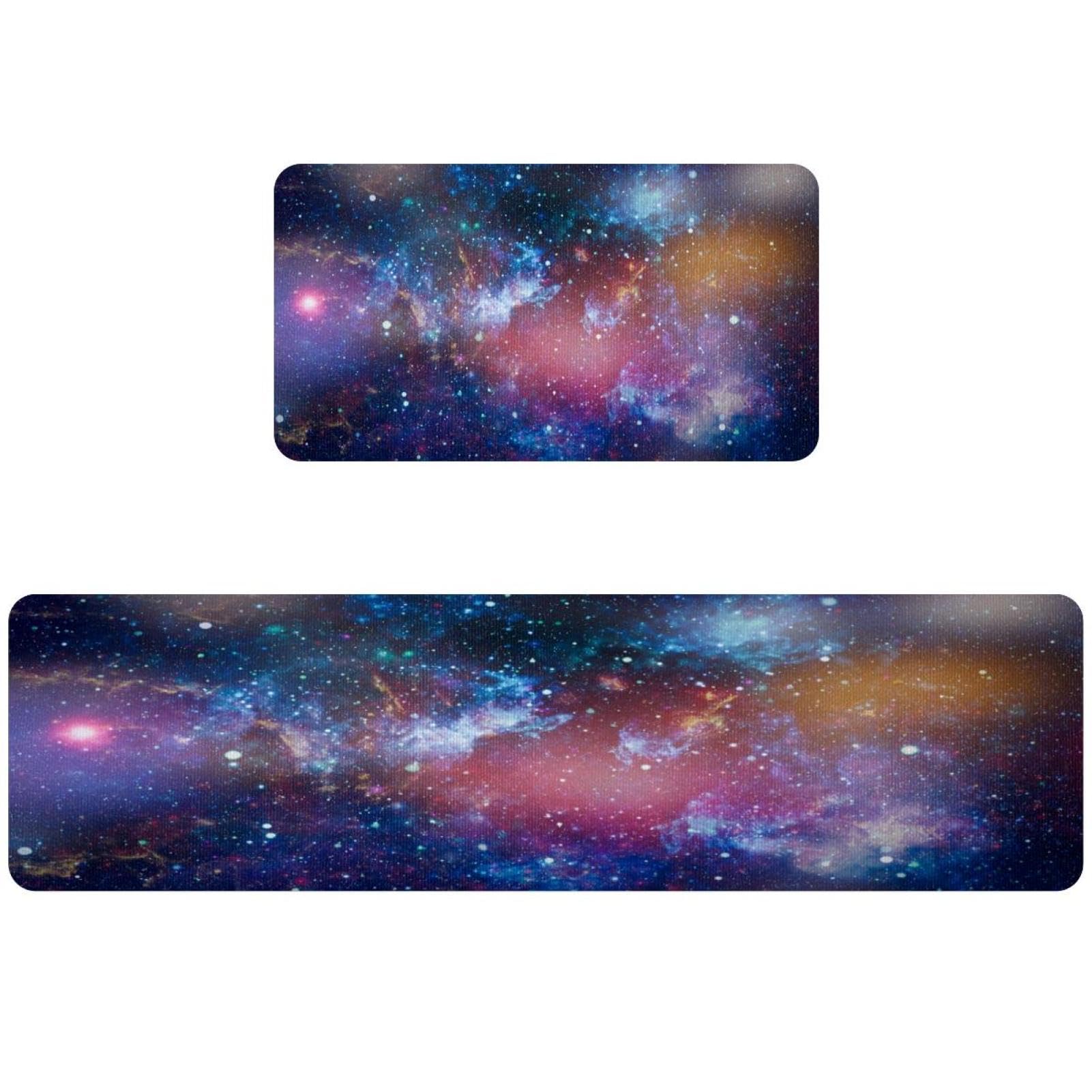 Tapete de cocina de 2 piezas VAPOKF con diseño de cielo estelar azul antideslizante para el suelo