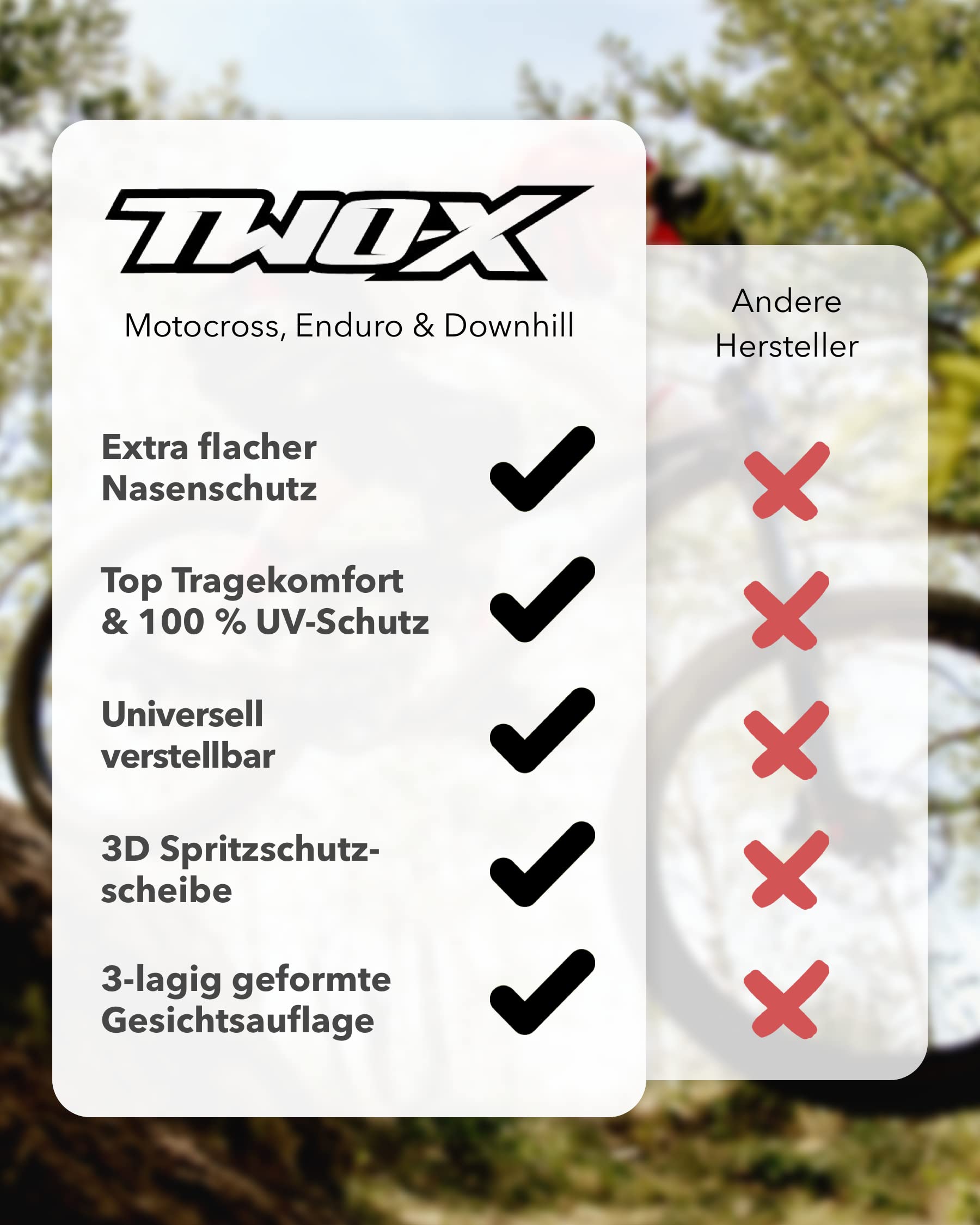 TWO-X Cross-Brille - Motocross-Brille - Kratzfeste Motorrad-Brille - Enduro & Downhill - Modell Atom