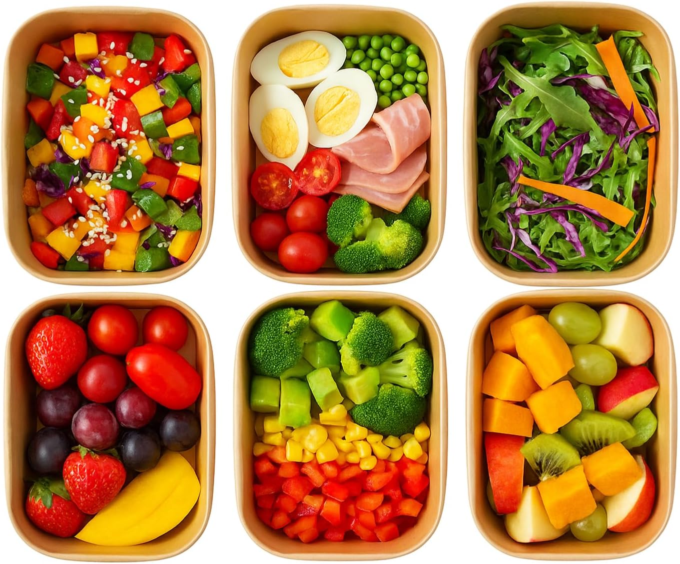 AQYIIH 17 oz 50-Pack Disposable Paper Meal Prep Containers with Lids – Square Paper Salad Bowls for Takeout, Freezer & Microwave Safe 50 17 oz