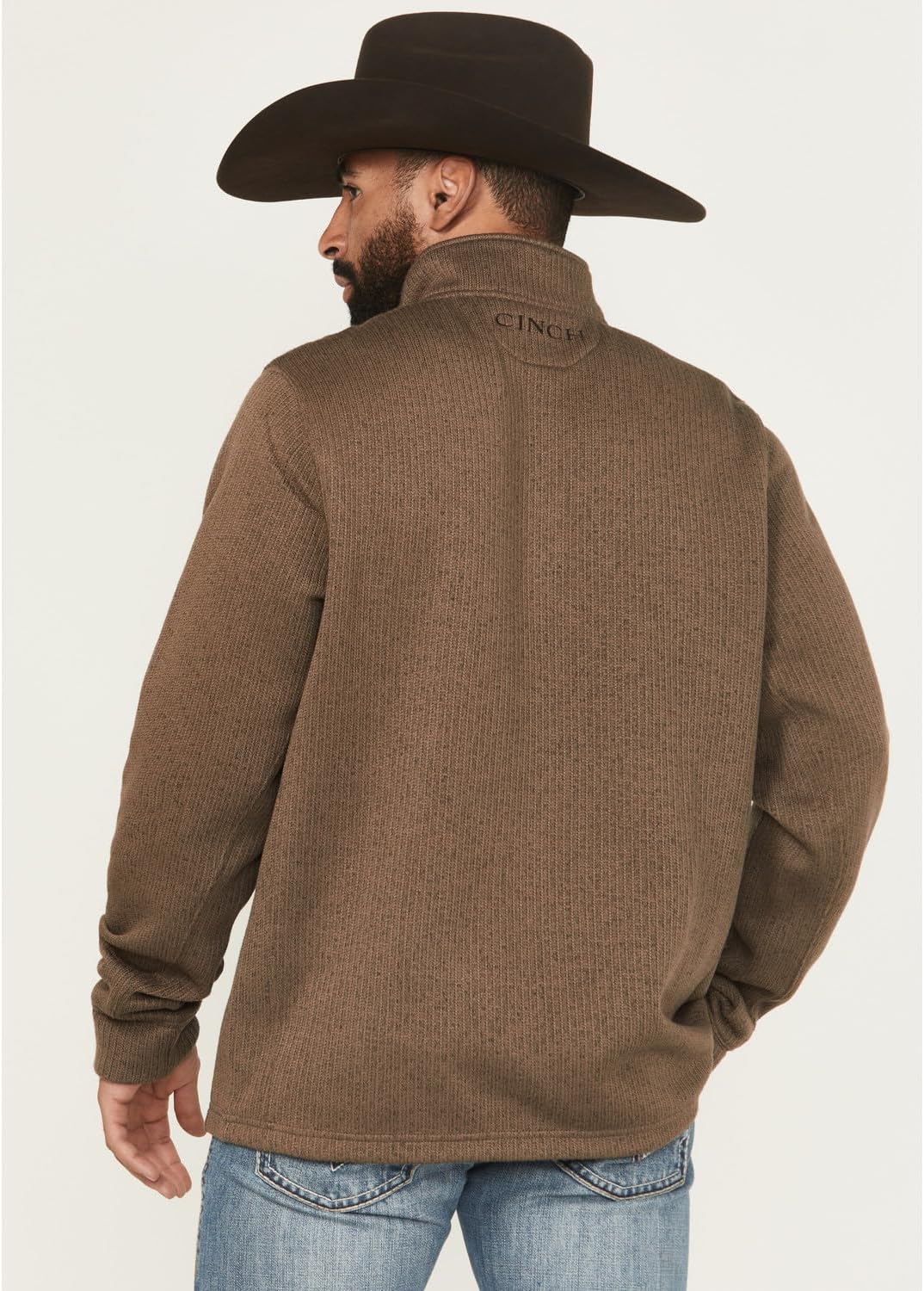 Cinch Men's 1/4 Zip Brown Pullover Sweater