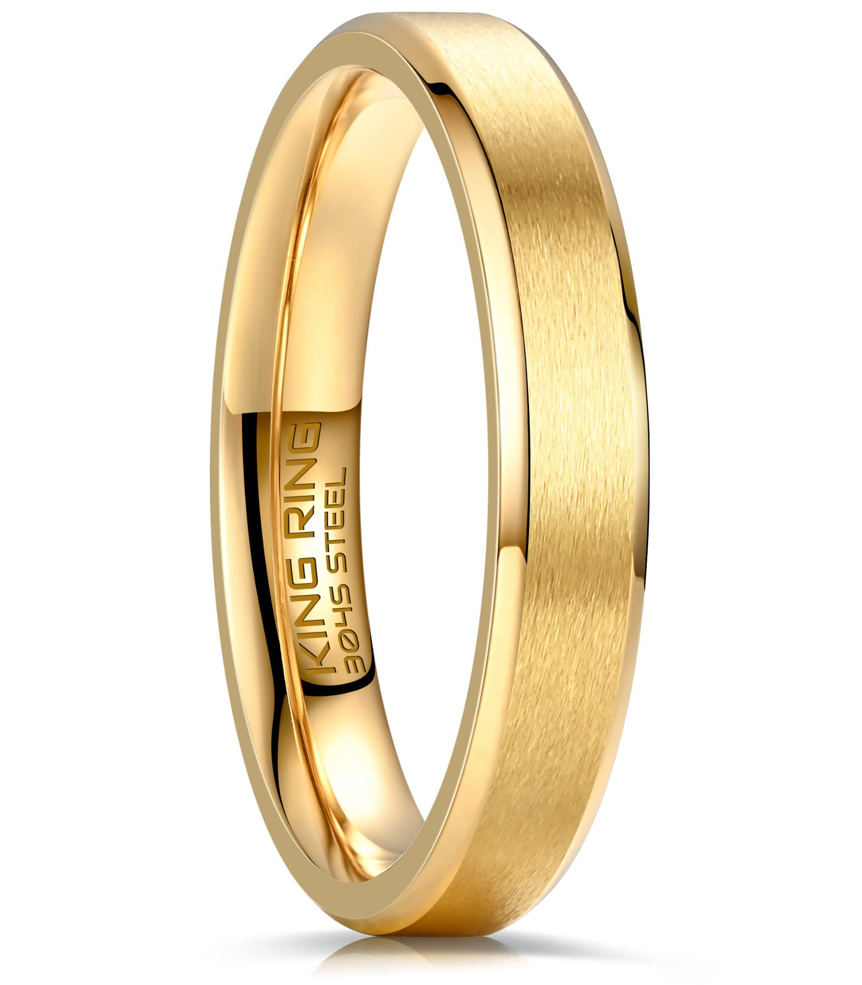 King Ring 4/6/8mm Basic Rings – Super Polished Matt Finish Mens Rings Wedding Bands for Men & Women – Designed in USA