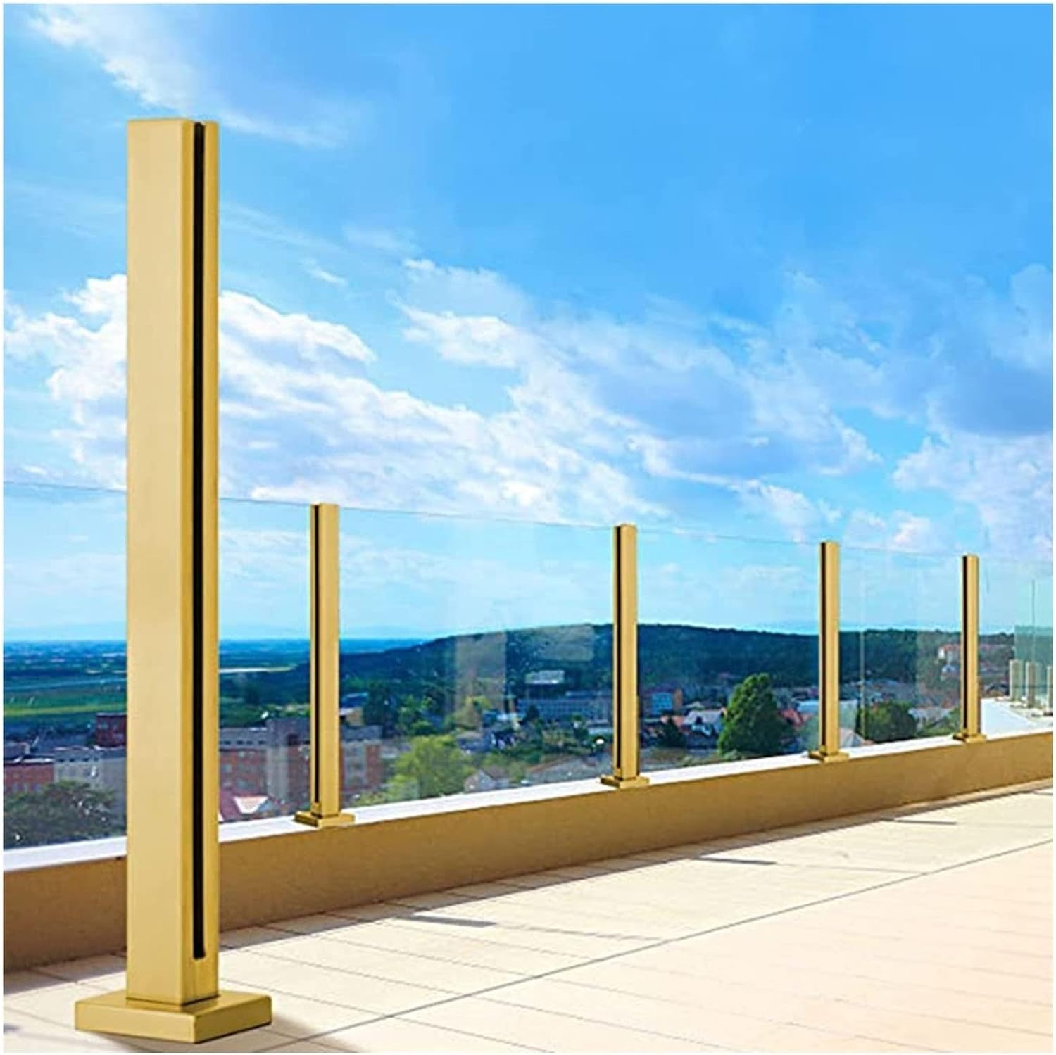 Garde-corps en verre doré pour terrasse moderne et balustrade de balcon chic