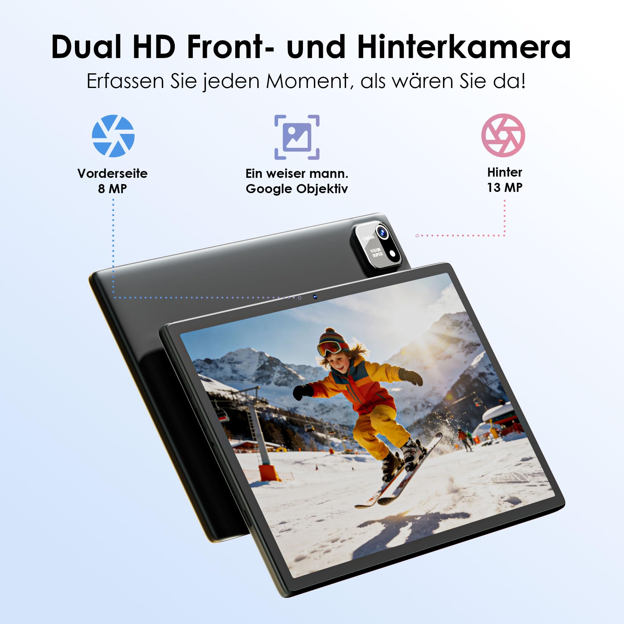 ZENTALITY Kinder Tablet 10 Zoll Android 15 mit 30GB RAM + 64GB ROM(2TB), 5G WLAN 6, Widevine L1, Elterliche Kontrolle, 8-Core, 8000 mAh, Kids Tablet mit Kinder Hülle Eva + 360° Drehbarer Ständer, Rot