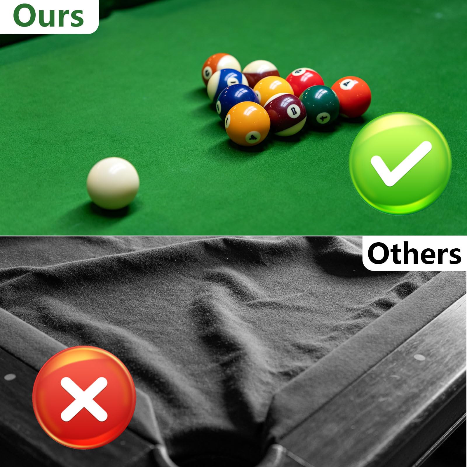 Billardtuch, Professionelle Billard-Tischdecke für Standard 7/8/9 Fuß Tisch mit Gepolstertem Stoffstreifen, Tischunterlage für Indoor Billard Sport, Billardschutz