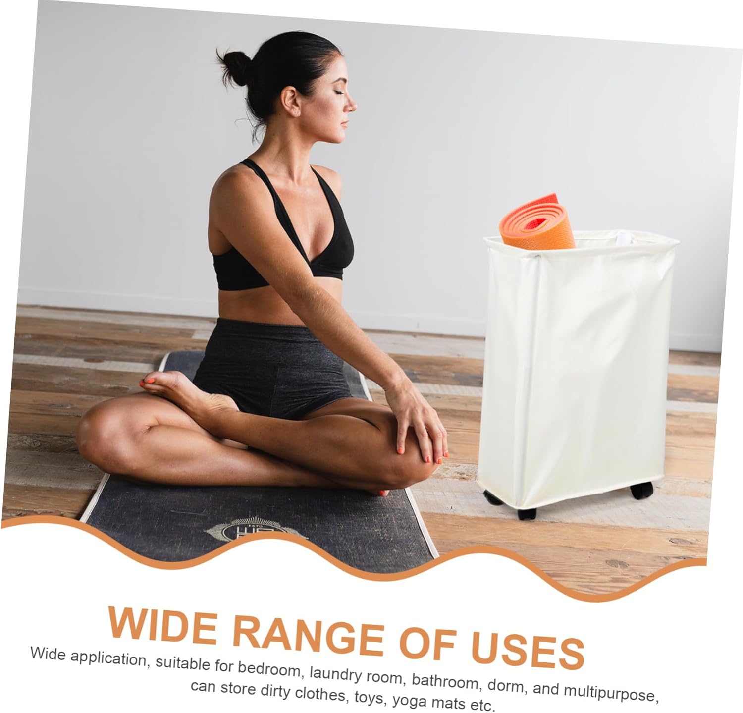 Rolling Laundry Basket with Handle Fabric Laundry Hamper Wheels Portable Storage Bin for Clothes and Sports Gear