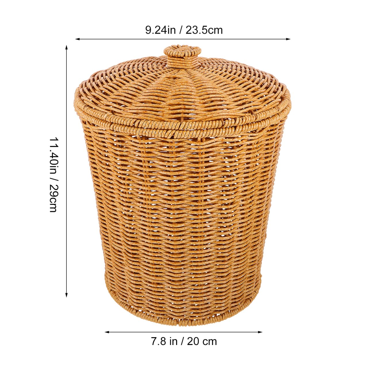 PRETYZOOM Cestino per rifiuti in rattan con coperchio portatile in vimini cestino rotondo in plastica cestino portaoggetti tessuto contenitore per soggiorno camera da letto camera da letto