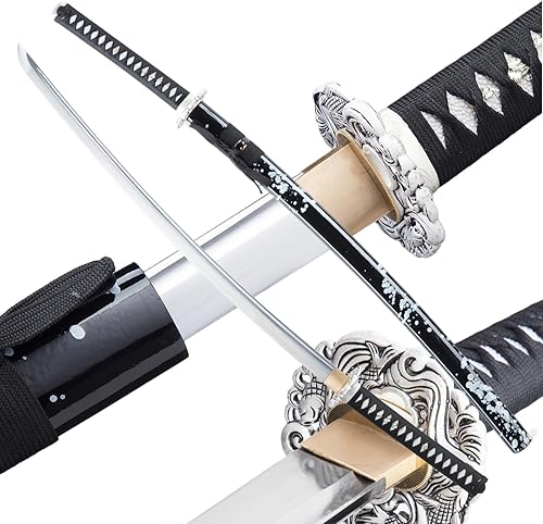 Miniatura 13 de Katana afilada hecha a mano, arcilla tradicional de acero templado 1060/9260/T10, espada Katana real de espiga completa, auténtica espada samurái