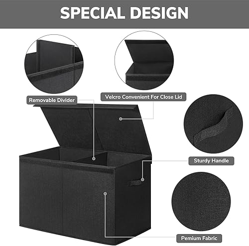 Miniatura 7 de INDRESSME Almacenamiento grande de juguetes de 25 x 13 x 16 pulgadas, contenedores de almacenamiento plegables con divisores, baúles de juguetes