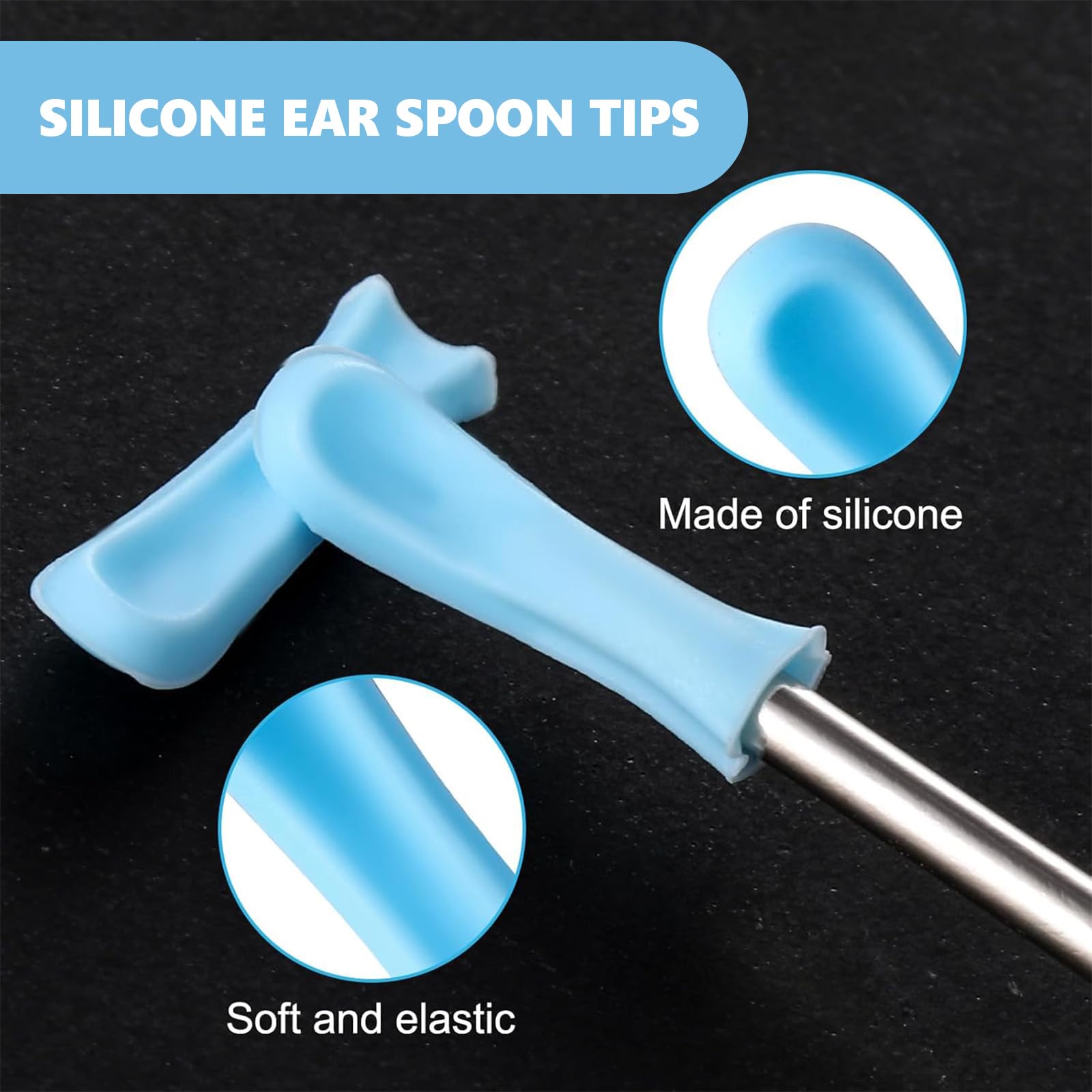 50 Pièces Embouts De Rechange Pour Nettoyeur D'oreille, Têtes de Nettoyeur Oreille en Silicone, Remplacement de Cuillère D'oreille en Silicone pour Otoscope D'élimination du Cérumen