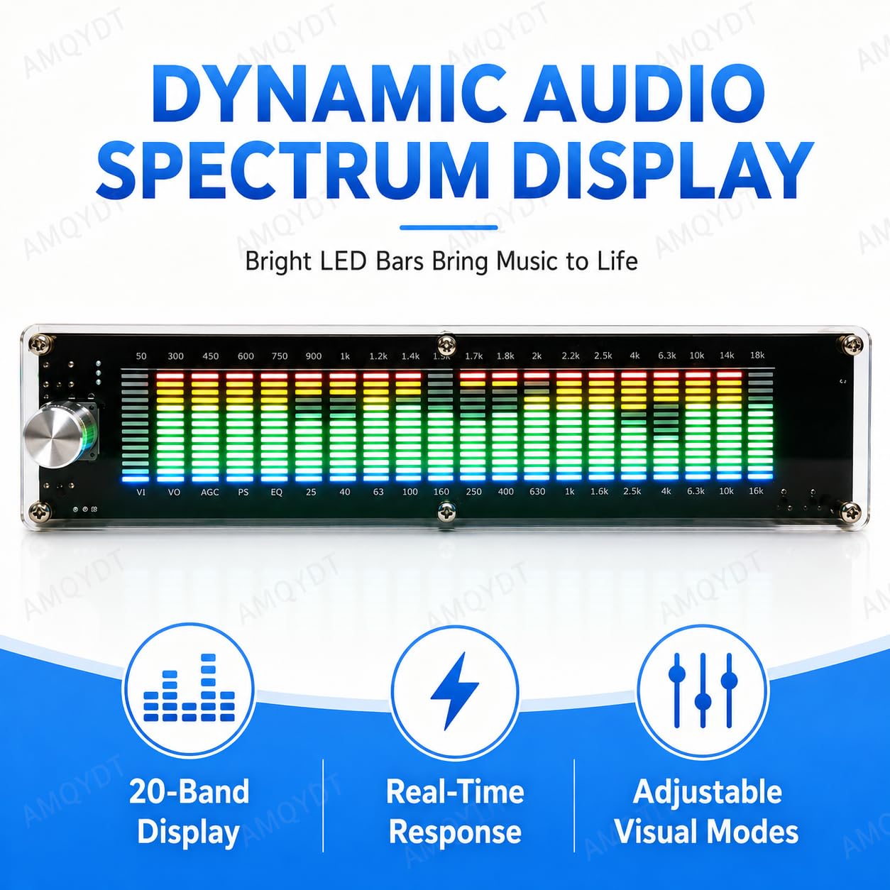 Analizador De Espectro De Audio, Pantalla Led De Espectro Musical con Dsp De 15 Bandas, Medidor VU De 20 Segmentos Y 15 Niveles, Ganancia Analógica para Audio Doméstico Y De Estudio