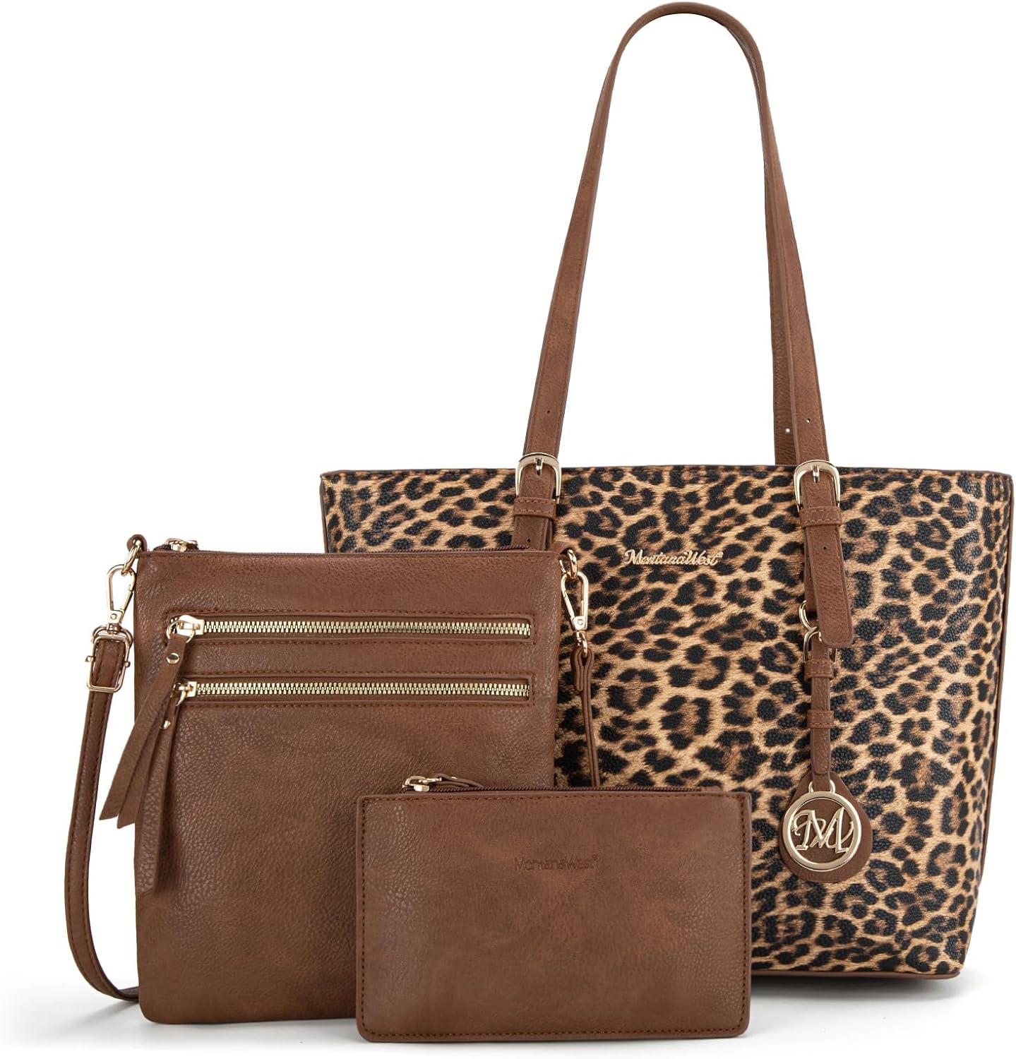 Montana West Purses for Women Tote Bag 3Pcs Set Leopard Print Satchel Handbags