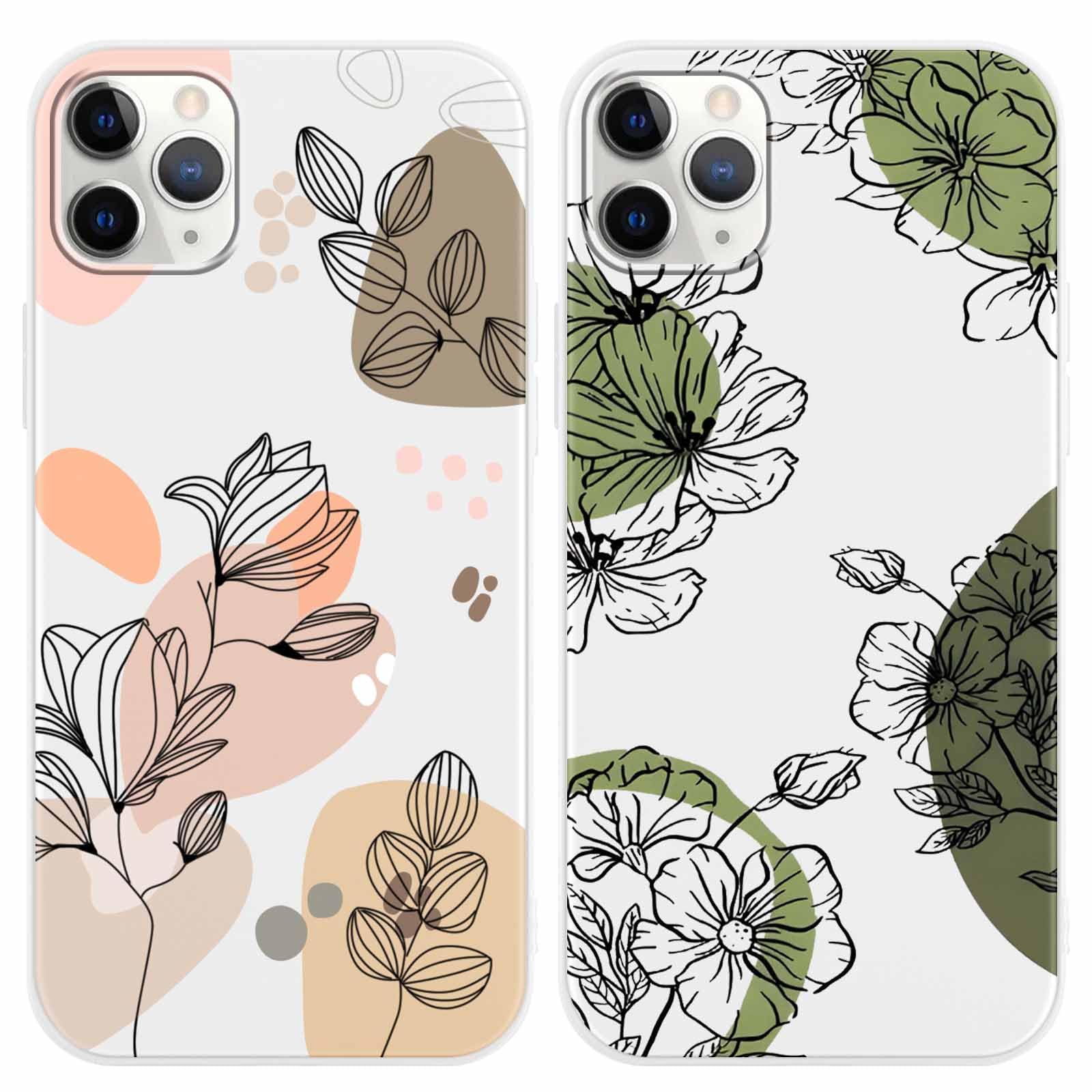 2 Pack Art Line Flower Phone Case for iPhone 15 Pro Max 6.7,Aesthetic Creative Boho Flowers Cover for Women Girls Teens,Stylish Design Cases Soft Shockproof Funda for iPhone 15 Pro Max,White