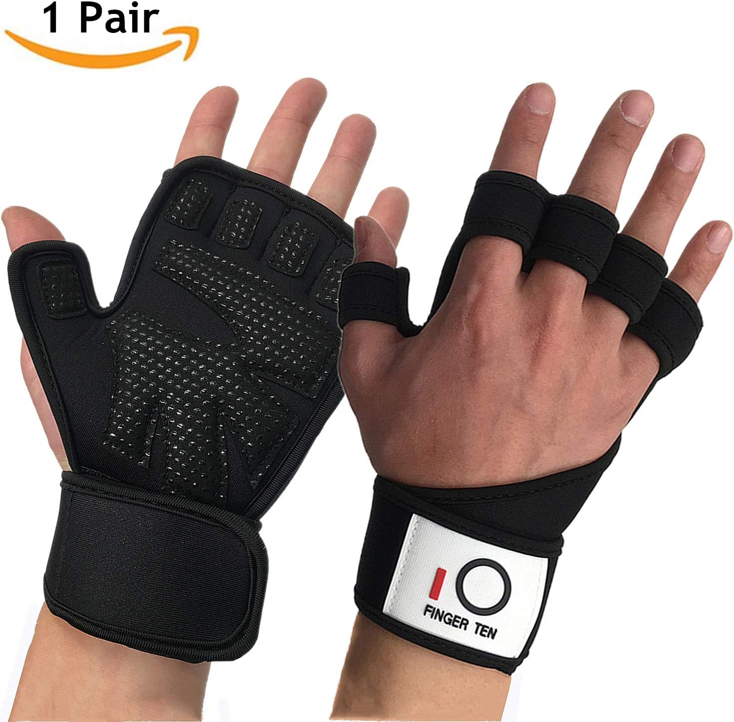 Gym Gloves Men Women Workout Weight Lifting Fitness Padded Wrist Strap Support Extra Grip, Full Palm Protection Gloves for Pull Ups, Cross Training, Fitness, WODs&Weightlifting and More (Black, S)