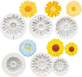 5 Stück klein Silikonformen Blumen, 3D Gießformen Silikon für Blumen, Flexible DIY Formen zum Gießen von Epoxidharz, Kerzen, Seife, Beton & Gips