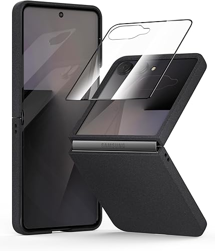 Miniatura 20 de Eastcoo Funda delgada para Galaxy Z Flip 5, parte trasera de policarbonato duro, sensación esmerilada, soporte de carga inalámbrica, ligera, a