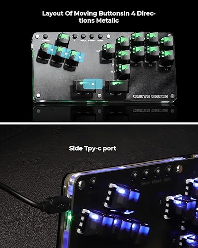Miniatura 7 de Sehawei Haute42 16Key All-Button Arcade Controller Gamerfinger with Turbo Functions,Arcade Stick Street Fight Mini Plus Controller for Negro