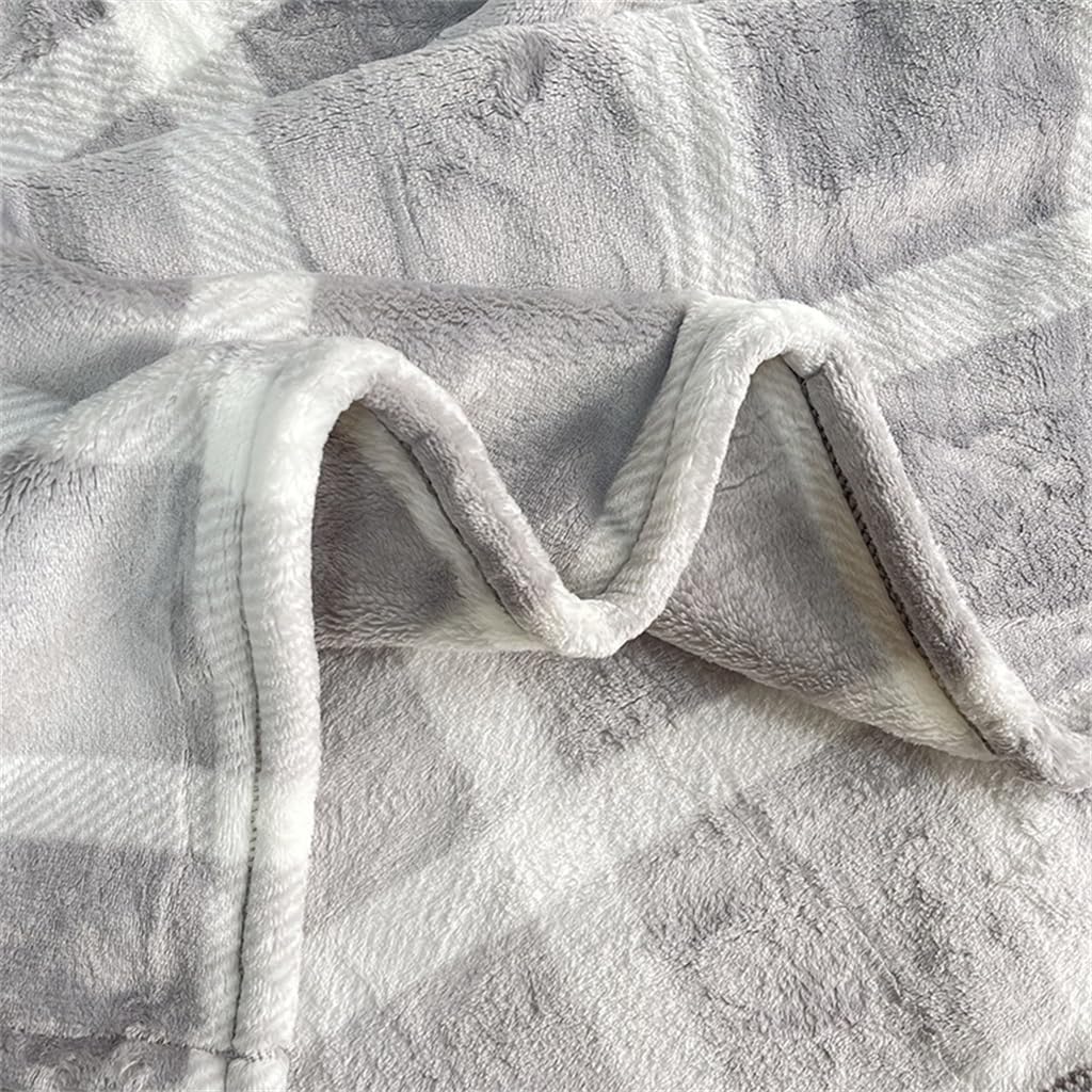 GDDZA プリントフランネルチェック柄ブランケット、厚くて暖かいソファブランケット、オフィス昼寝ブランケット、ダブルベッドブランケ