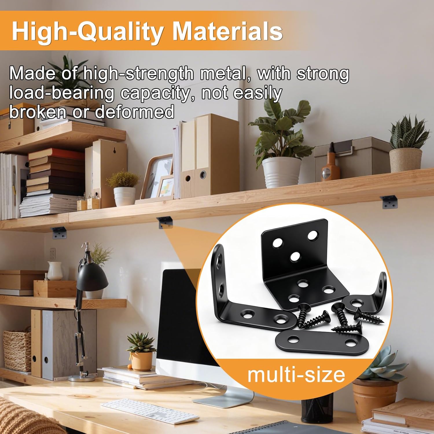 mankk 96PCS Black Straight Flat Metal Bracket & L Corner Brackets Mending Plates Stainless Steel Flat Brace Brackets Fixed Connecting Plate for Wood Repair Fixing M-G116