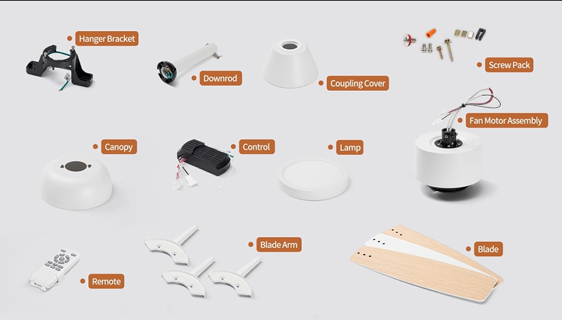 Taloya ceiling fan downrod canopy assembly diagram