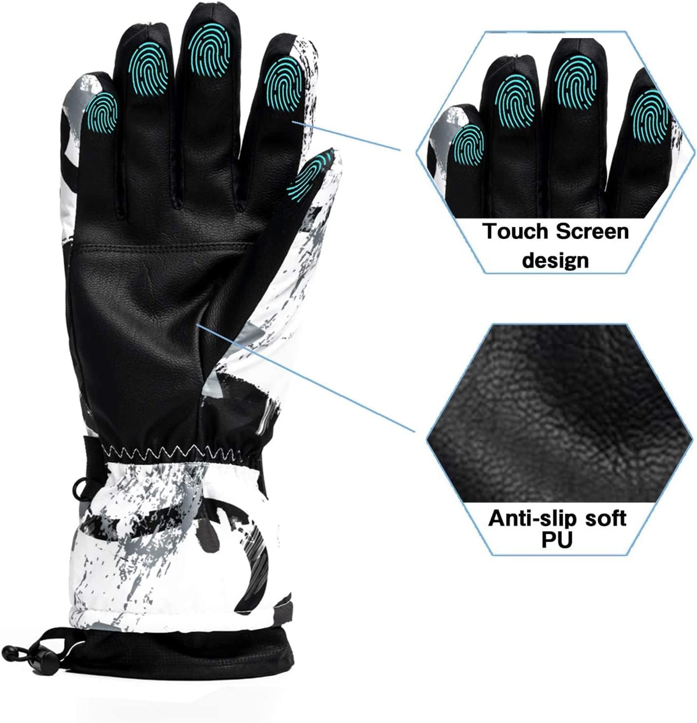 Ski Gloves - Warm Waterproof Touchscreen Gloves for Snow & Outdoor Activities - Image 3