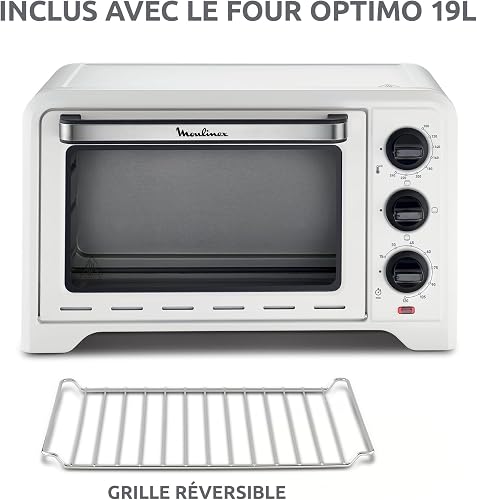 Moulinex Four posable Optimo 19 L, Thermostat jusqu'à 240 °C, 3 modes de cuisson dont gril, minuteur, 6 niveaux de cuisson, Chaleur traditionnelle, Blanc OX441110 - 6