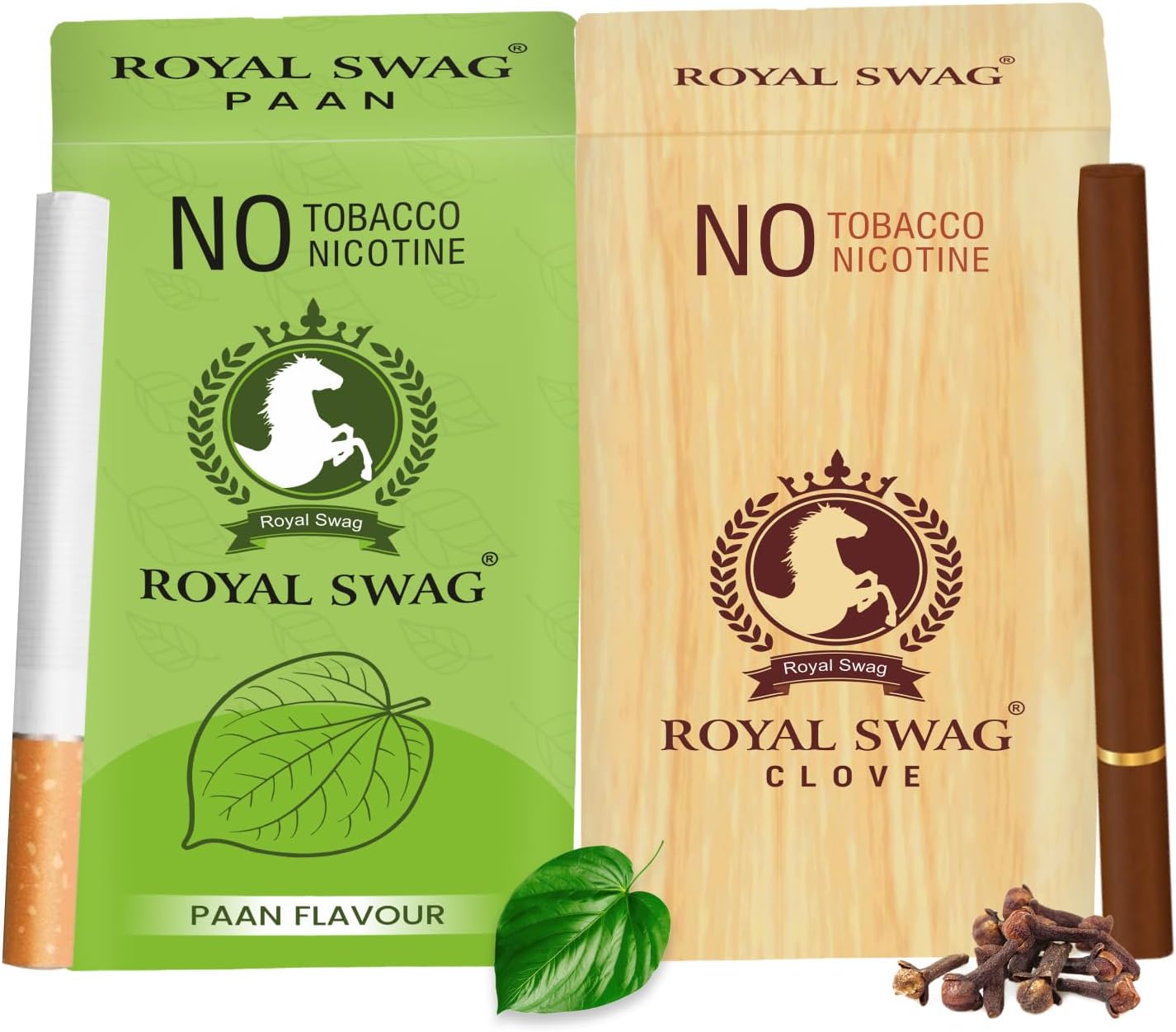 ROYAL SWAG Ayurvedic & Herbal Cigarettes 100% Tobacco-free and Nicotine-free PAAN, Clove Flavour (20 Sticks) | Made with 100% Natural Ingredients - Made in India