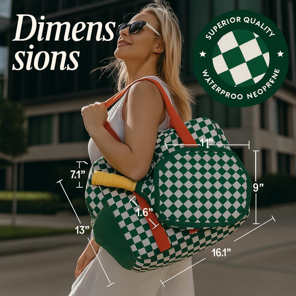 Pickleball Bag for Women & Men 3-in-1 Neoprene Pickleball Bag Pickelball gift for Women with Paddle Cover, Pockets & Fence Hooks, Water-Resistant Neoprene Crossbody Bag Tote bags for Women - Image 2