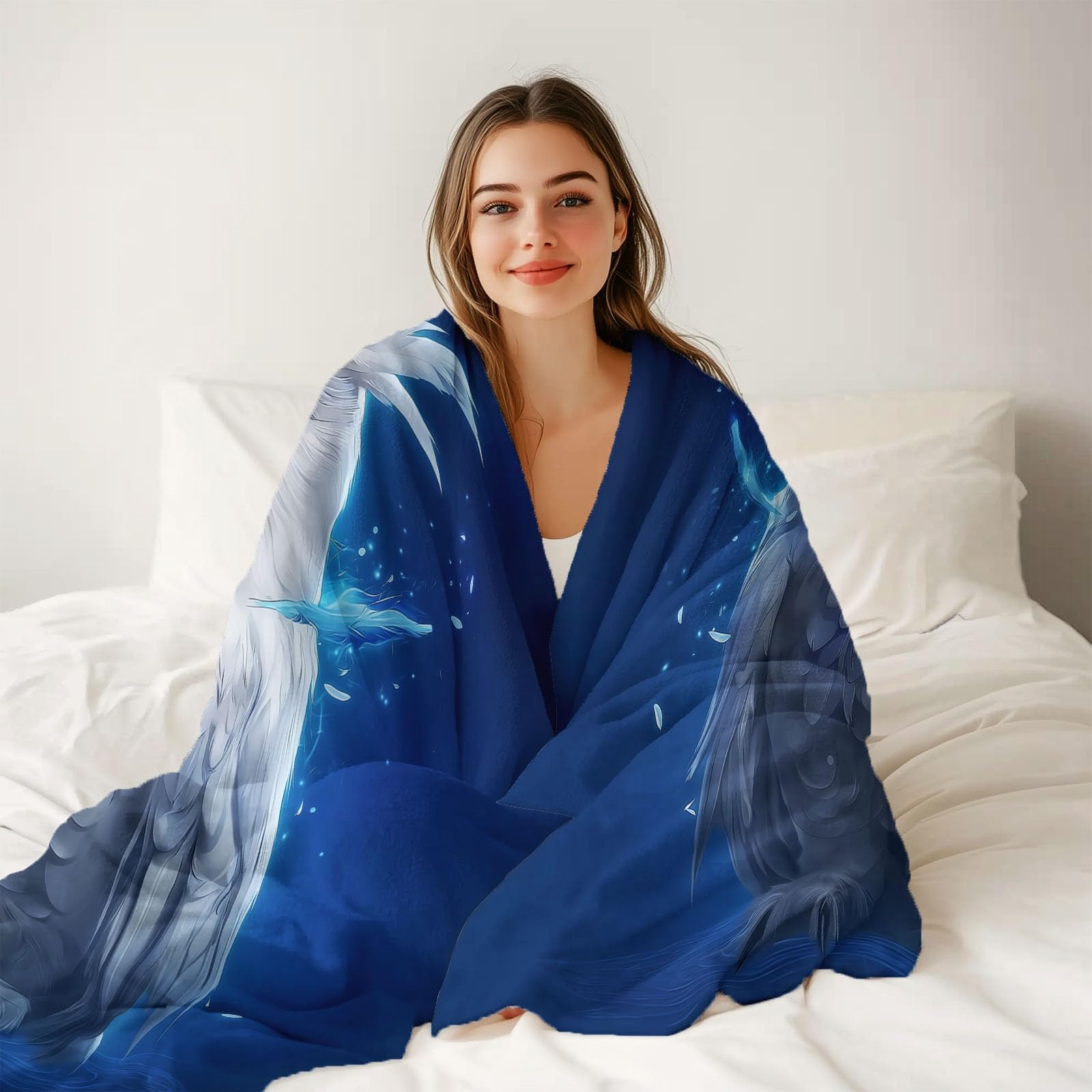 Miękki i przytulny flanelowy koc polarowy 150 x 200 cm - ciepły pluszowy koc podróżny z nadrukiem z motywem Sowa, dekoracyjna narzuta na sofę i łóżko podróżne