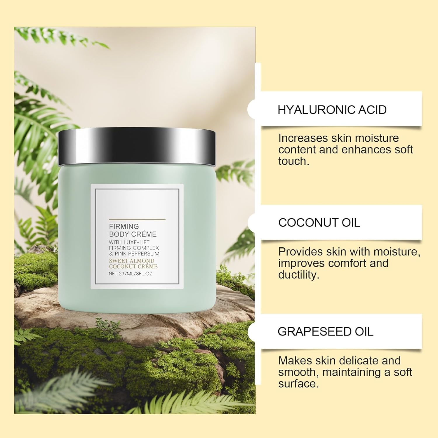 Champagne Lift Firming Body Cream, with Pink Pepperslim for Nourishes Skin Lift Firming Hydrating Cream (Coconut) - Image 3