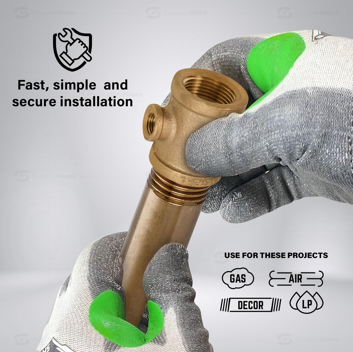 Supply Giant CSSU1001 1 in. x 3/8 in. lead-free Brass Reducing Tee Two Size with Female Threaded Connections Ends, Construction, Higher Corrosion Resistance Economical & Easy to Install, 14