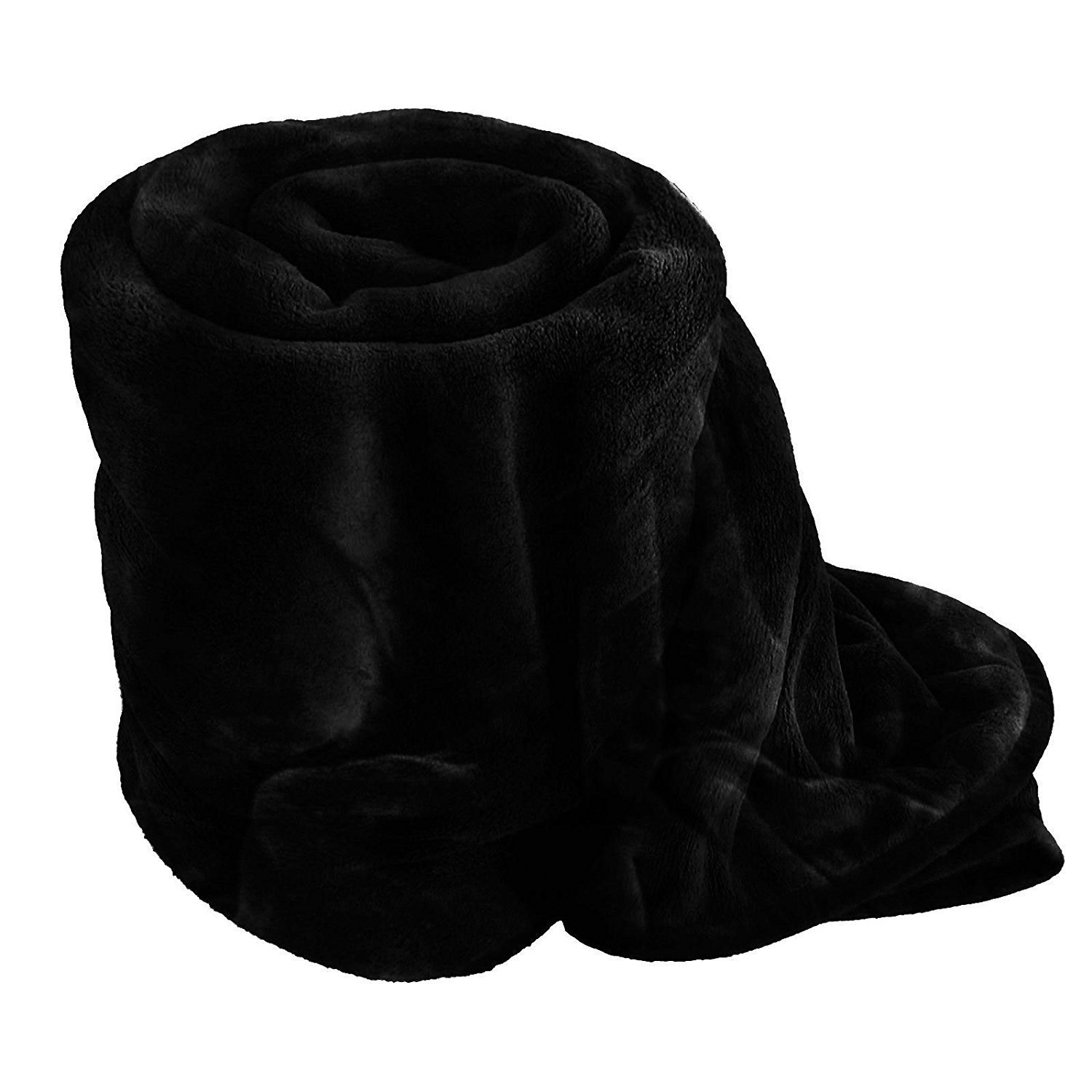 Comfy Night Soft Luxury Fake Faux Fur Mink Throw Sofa Bed Blanket (Black, Double (150 x 200))
