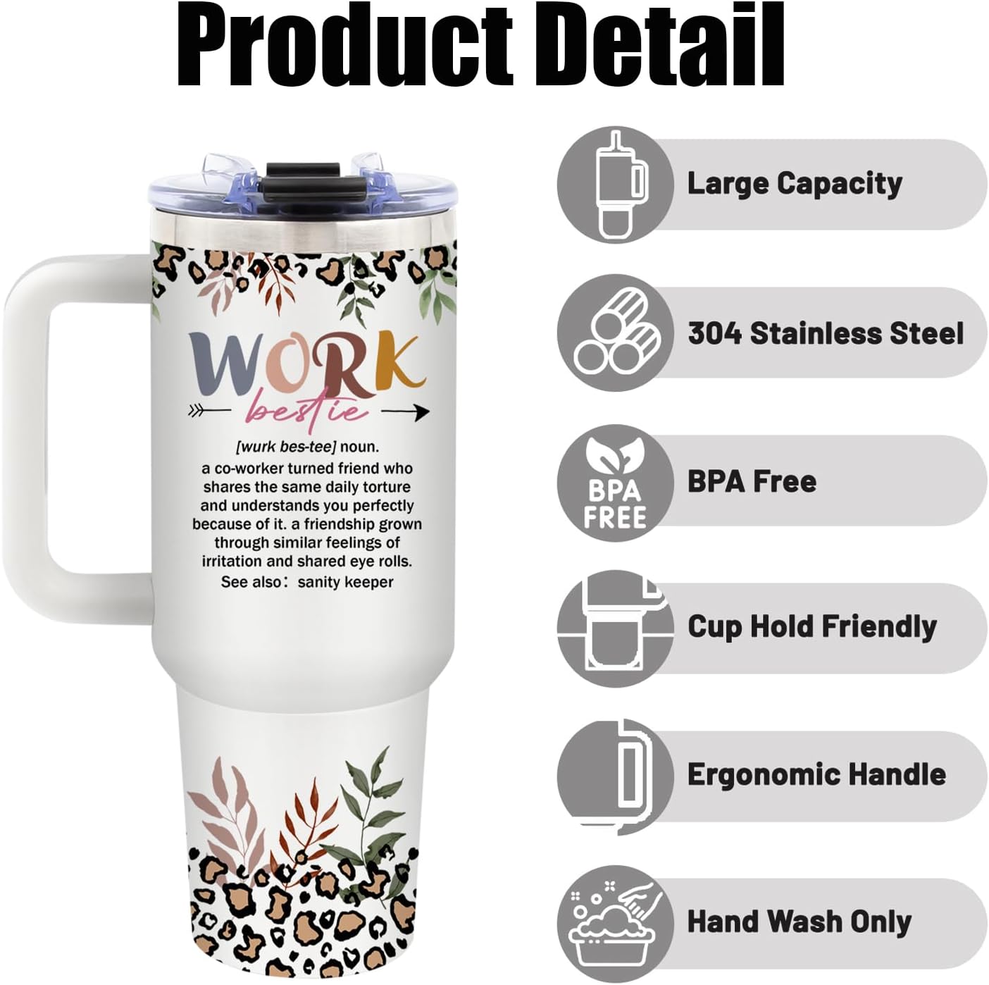 Work Bestie Gifts for Women Birthday Gifts for Best Friend Woman Work Bestie Cups Tumbler Coworker Gift for Women Leaving Goodbye Farewell Gift Besties Tumbler 40oz (New Lid) - Image 2