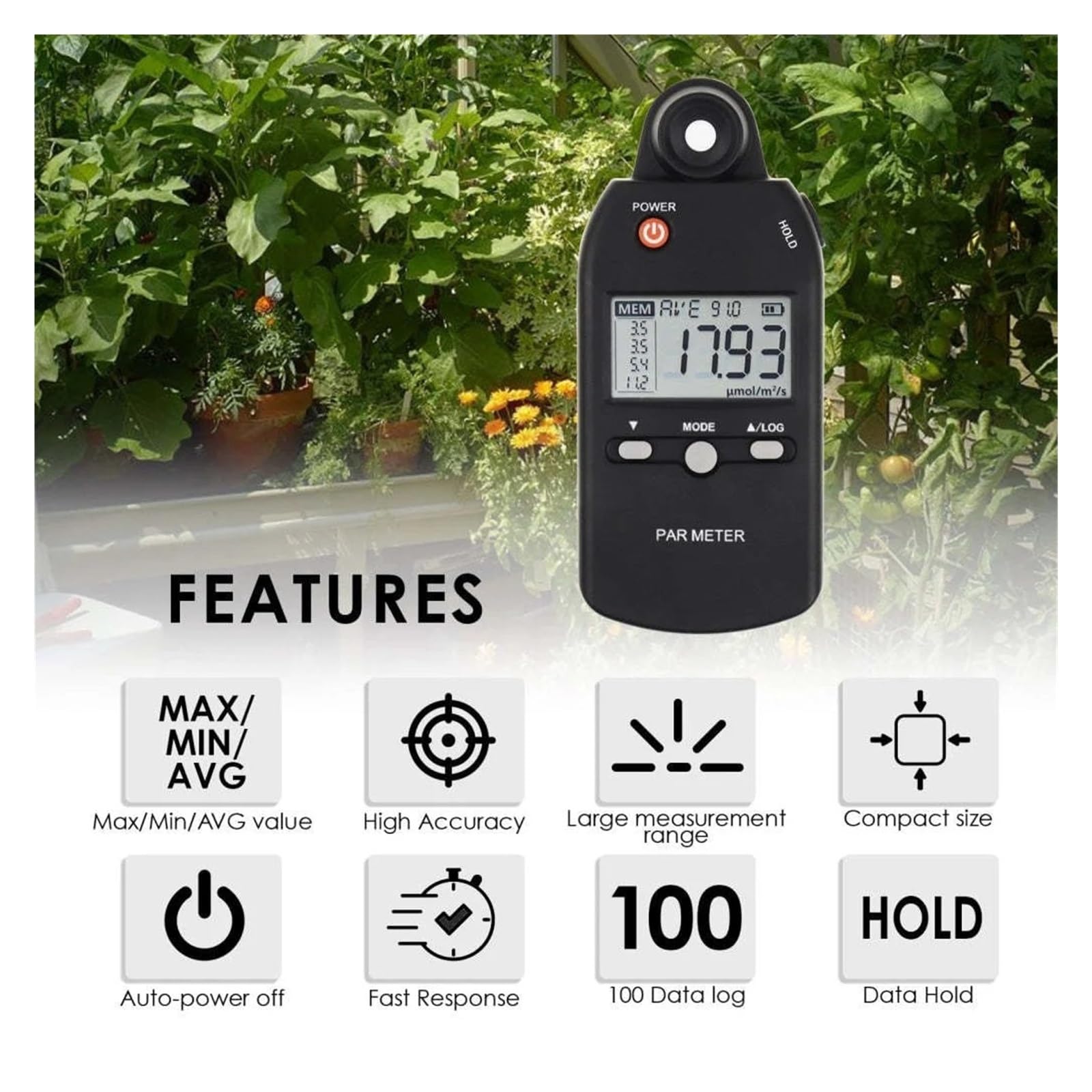 Medidor De Flujo Luz Portátil Longitud Onda 400-700nm, Radiómetro PPFD, Espectrómetro Intensidad, Iluminancia,Medición precisa