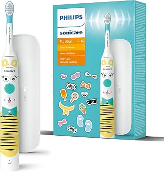 Philips Sonicare for Kids Electric Toothbrush - Design a Pet Edition Power Toothbrush with Pet Themed Sticker Sheets for Children, Slim Travel Case and USB Charger Model HX3603/01