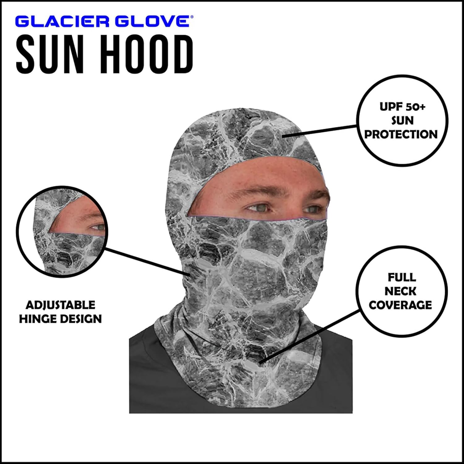 Glacier Glove Unisex Glacier Lightweight Breathable UPF 50+ 4 Way Stretch Sun Hood | for Outdoors, Hunting, Fishing, Hiking