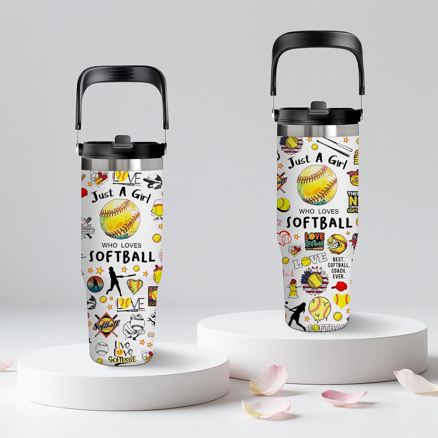 Softball Gift for Women & Girls - 30oz Insulated Stainless Steel Tumbler with Handle, Cute Leak-Proof Water Bottle for Players, Trainers- Great for Games, Practice, Christmas & Birthdays - Image 5