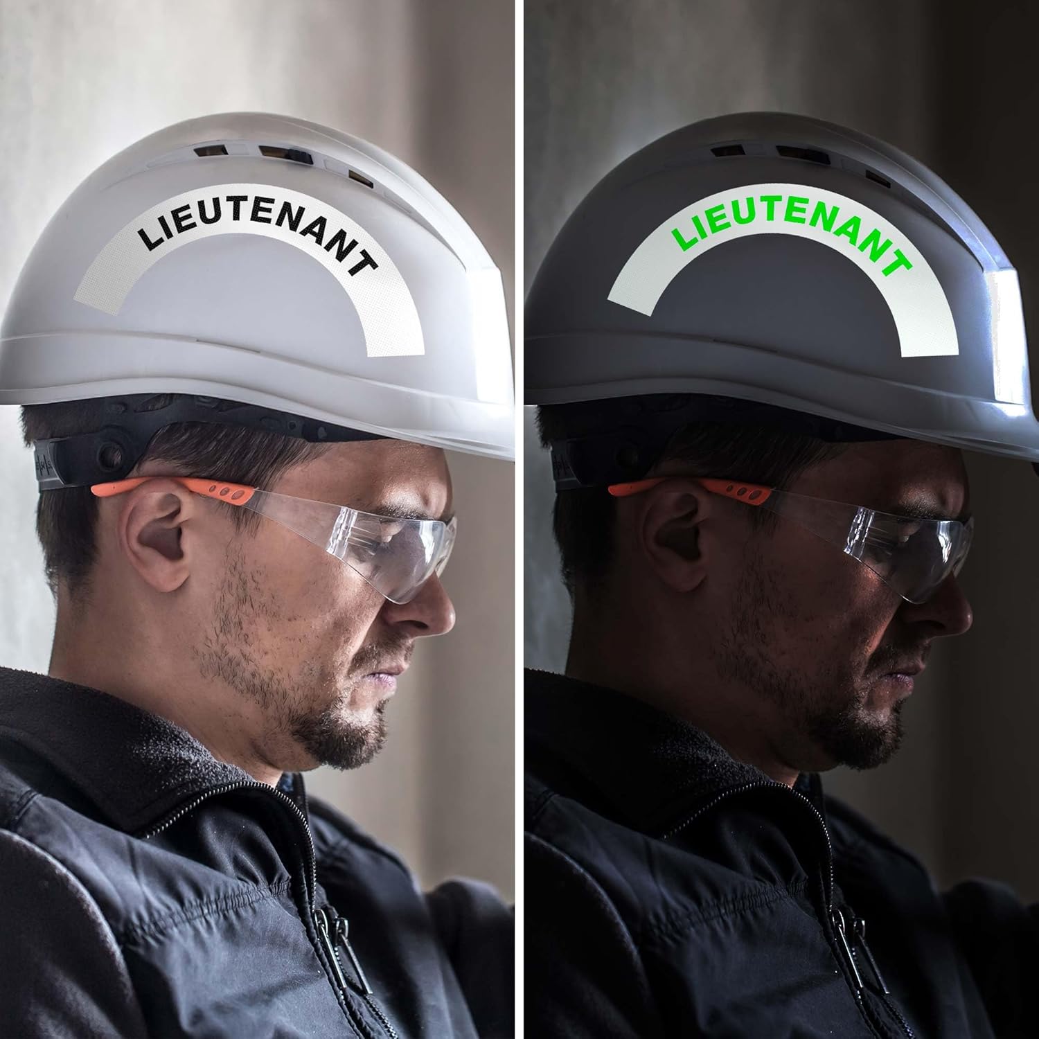 Lieutenant Hard Hat Sticker, (2 Pack) 3x6.8 Inches, 3M EGP Reflective, Construction Hat Decal, Made in USA by Sigo Signs