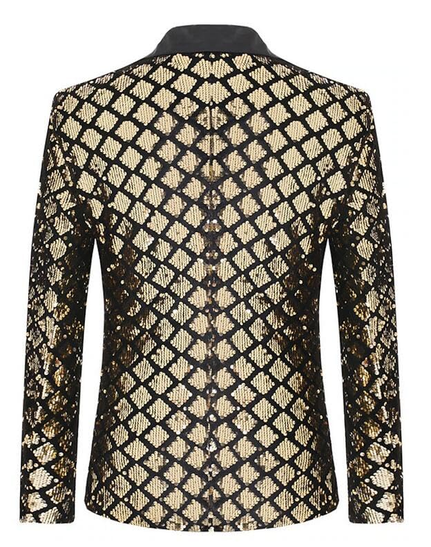 VENNYNG Men's Sparkly Tuxedo Blazer Glitter Suit Jacket Stylish Disco Party Banquet Prom4