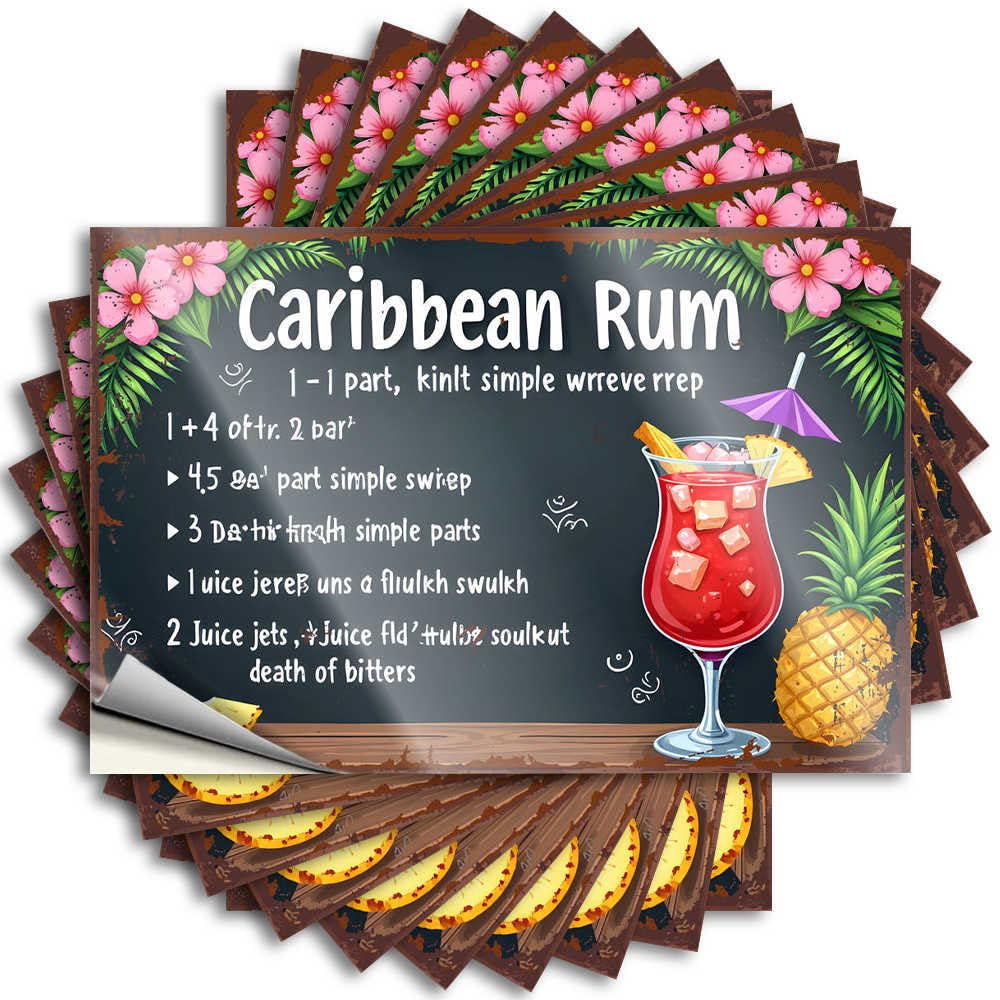 Fzfn Colour Bumper - Cute Bumper Caribbean Rum Cocktail Recipe: A Tropical Beverage Guide For Colorful Tiki Bar Accessories(6X9cm)