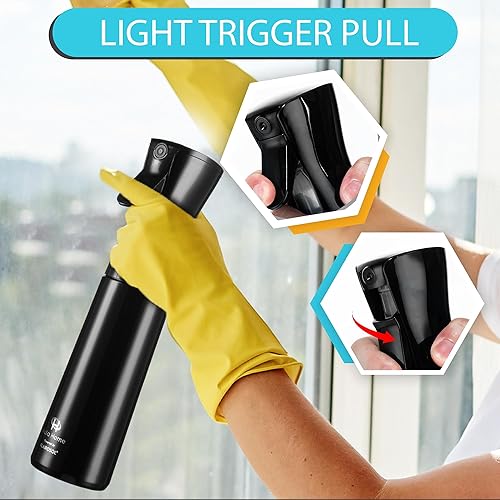 Miniatura 10 de Botella de spray continuo (300 ml/10.1 onzas – verde) pulverizador de agua de plástico vacío – Ultra fino recargable para el cabello, limpieza