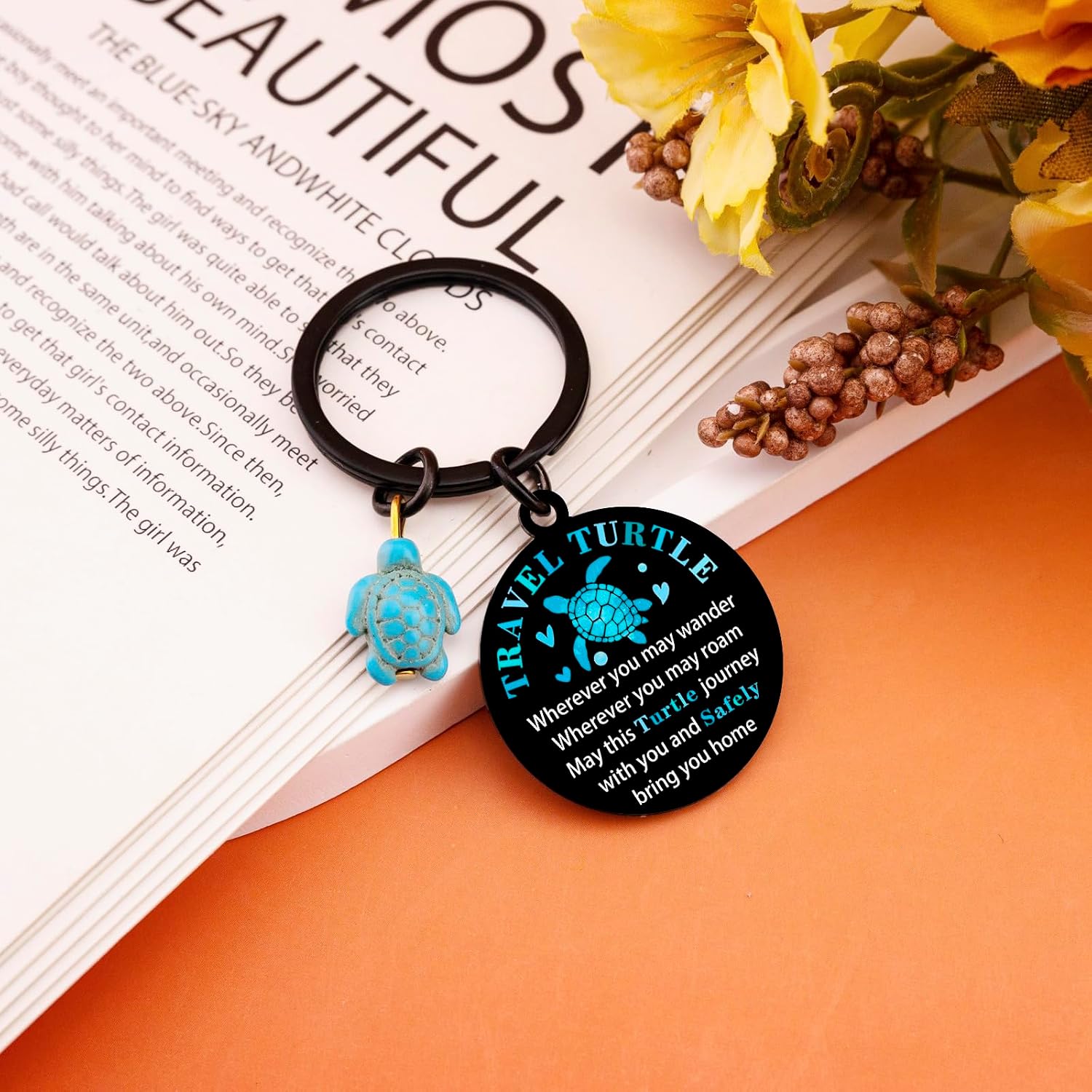 Travel Turtle Keychain Travel Gifts for Women Men Good Luck Charm Sea Turtle Gifts for Turtle Lovers Cute Travel Accessories Traveling Gift Ideas Unique Birthday Christmas Stocking Stuffers